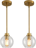 Modern Antique Brass Pendant Lamp with Vintage Glass Shade