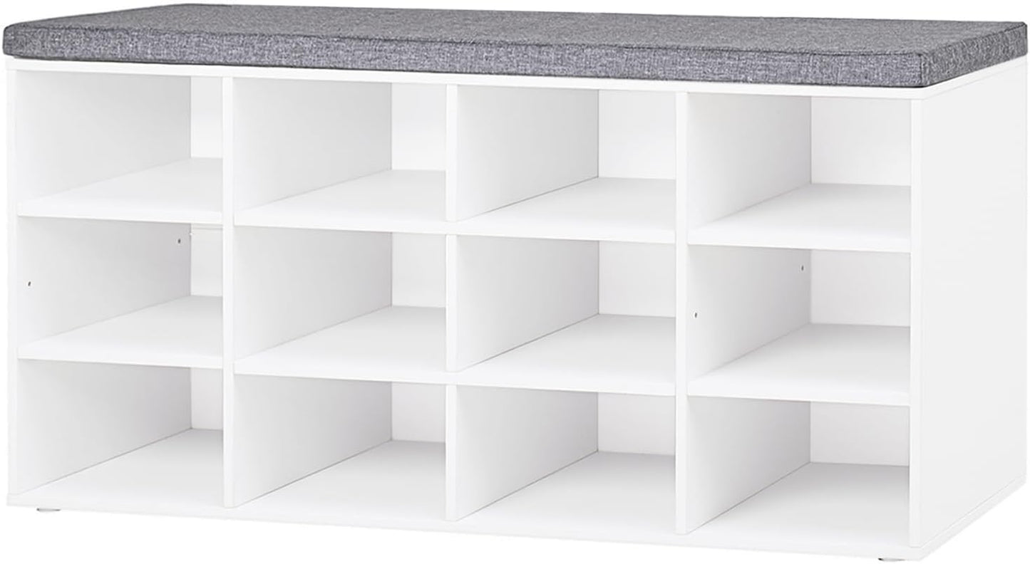 Multifunctional Shoe Storage Bench with Cushion and Cubbies