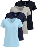 Women's Classic-Fit V-Neck T-Shirt 4 Pack in Soft Cotton