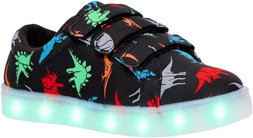 FabKids Boys Light Up Sneakers with Cute Dinosaur Design