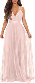 Women's Sexy Deep V Neck Split Cocktail Maxi Dress - Lined Fit