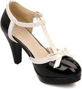 T-Strap High Heels Bow Platform Pumps - Comfortable Dress Shoes