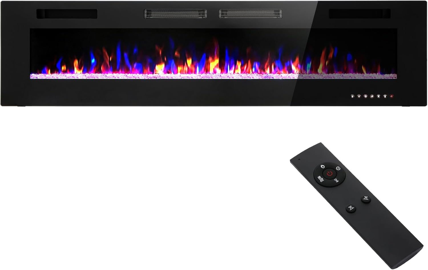 72 Ultrathin Electric Fireplace: Remote Control, Flame Adjustable