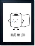 Black and White Wall Art for Bathroom 12in x 16in - Funny Framed