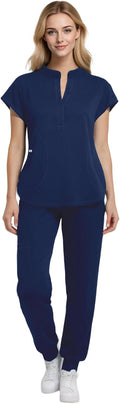 Medical Scrubs for Women Set - Stand-up Collar Top & Jogger Pants Sets