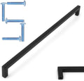 Solid Square Bar Cabinet Handle 10 in Black Pack of 5 - Durable Update