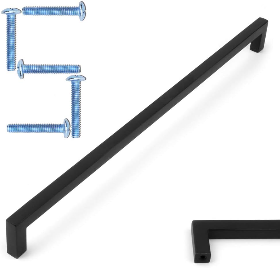 KOOFIZO Solid Square Bar Cabinet Handle - Black Furniture Pulls