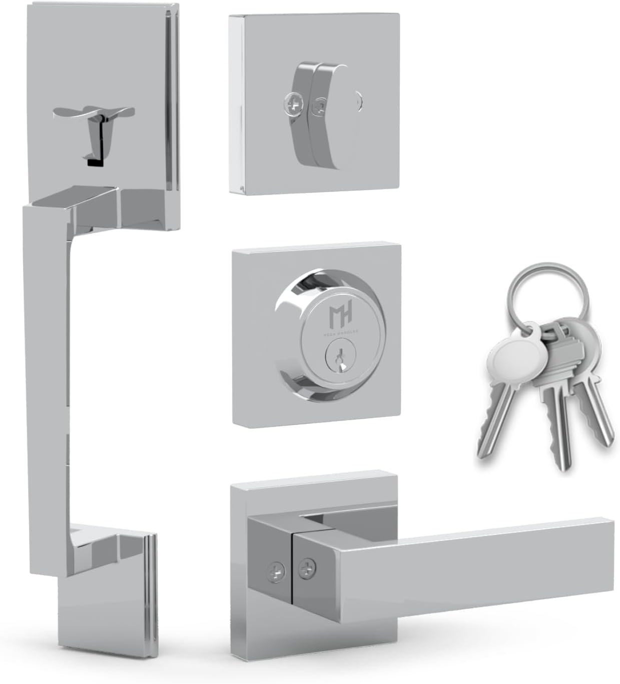 Mega Handles Entry Door Handleset in Satin Nickel Finish