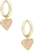 Kendra Scott Ari Heart Huggie Earrings in Rose Quartz - Playful