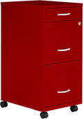 LYS SOHO 3-Drawer Mobile File Cabinet Red - Compact Office Storage