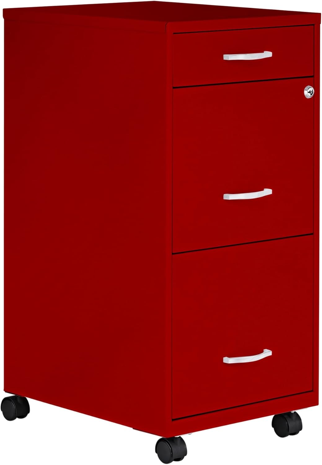 LYS SOHO Mobile Red File Cabinet with 3 Drawers for Storage