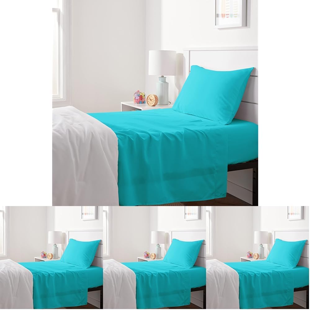 Soft Easy-Wash Microfiber Twin Sheet Set in Bright Aqua Color