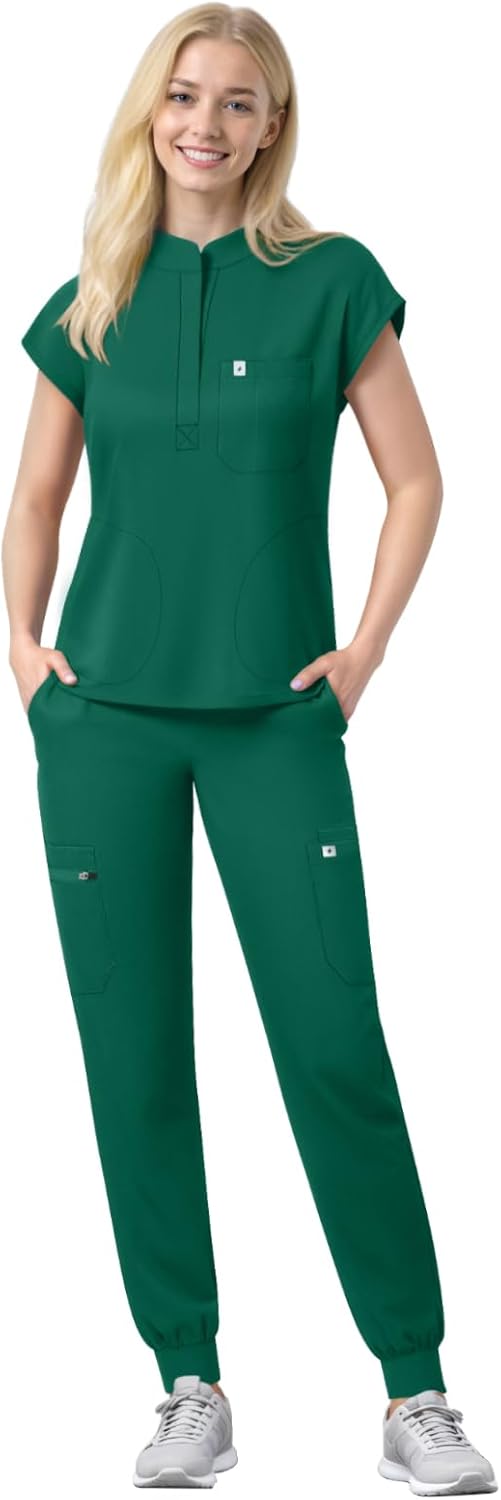 Scrubs Set for Women Medical Uniform with 11 Pockets and Comfort