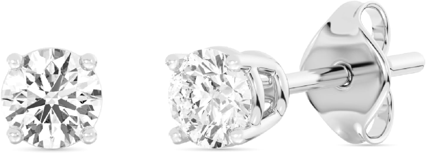 Gilded Lab-Grown Diamond Stud Earrings for Women in Silver