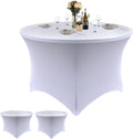 2 Pack White 60in Diameter x 30in High Round Spandex Tablecloth