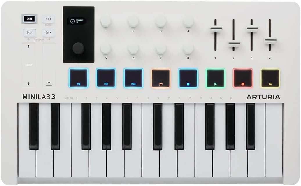 Arturia MiniLab 3: 25-Key USB Controller with Drum Pads & Software