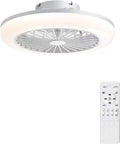 CACI Mall Bladeless Ceiling Fan with Light - Low Profile Smart 18 in