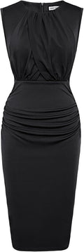 GRACE KARIN Women's Ruched Bodycon Midi Dress - Twist Front Elegance