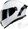 Motorcycle Helmet for Men Women (M, Glass White-B) - Dual Visor