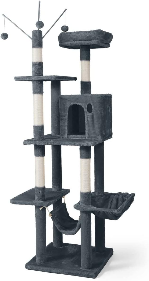 CAPHAUS Tall Cat Tree for Indoor Cats - Modern 70-Inch Tower