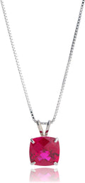 Cushion Cut Gemstone Necklace 8mm Solitaire Ruby - Everyday Elegance