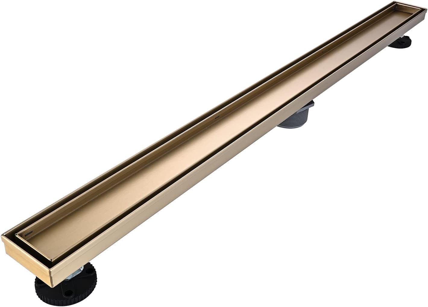 Linear Shower Floor Drain, Brushed Gold 36 Inch Stainless Steel