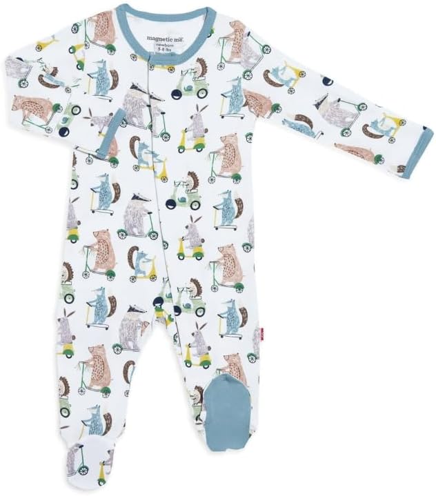 Magnetic Me Boys Modal Baby Footie Pajamas for Easy Dressing