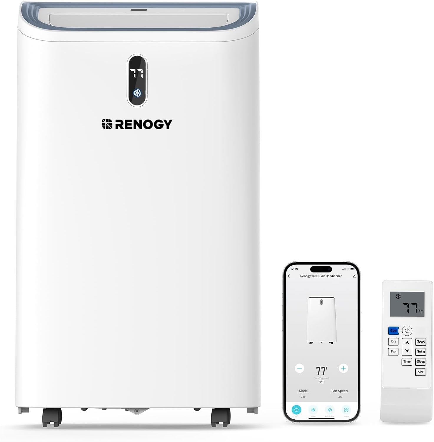 Renogy 14,000 BTU Smart WiFi Portable AC - Cools 700 sq. ft