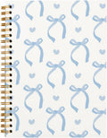 Coquette Blue Bow Spiral Notebook 5.5x8.3 in - Preppy Girly Journal