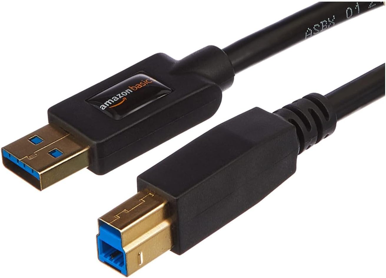 High-Speed  USB Cable, Gold-Plated, 6ft Black