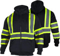 Hi Vis Safety Fleece Zip Hoodie for Men Black M - ANSI Class 3