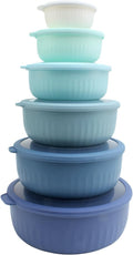 Wide and Deep Prep Bowls with Lids - 12 Piece Blue Nesting Set