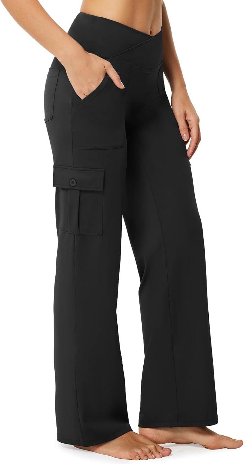 Casei Yoga Pants with Pockets for Women - Wide Leg Cargo Style