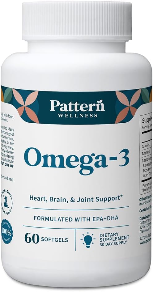 Pattern Wellness Omega 3 Softgels for Brain and Heart Health