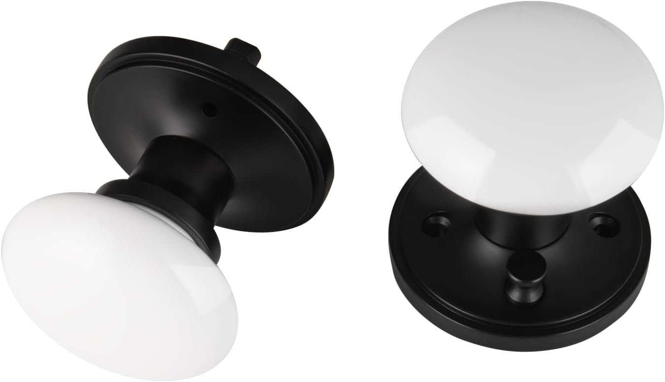 NCL White Door Knobs - Keyless Privacy Door Handles for Home