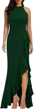 Women's High Neck Split Bodycon Mermaid Cocktail Dress - Elegant Fit