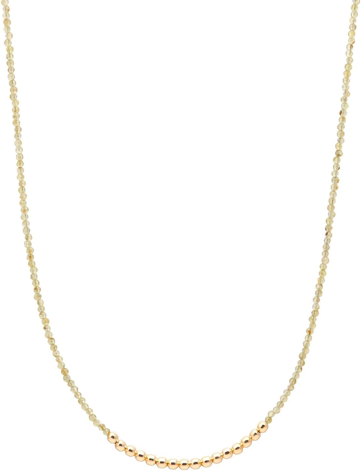 Natural Gemstone Beaded Necklace with Gold Brass Accents