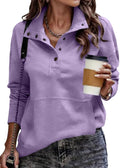 SHEWIN Women's Long Sleeve Stand Neck Sweatshirt - Comfortable