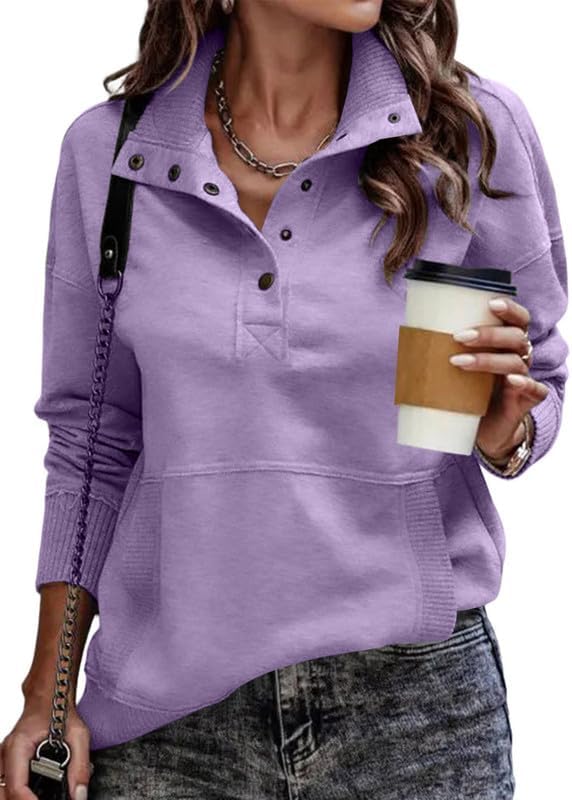 SHEWIN Women's Casual Long Sleeve Stand Neck Sweatshirt Review