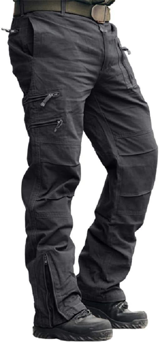CRYSULLY Men's Tactical Cargo Pants with 9 Pockets for Work