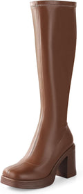 Ankis Knee High Platform Boots for Women - Chunky Heel GOGO Style
