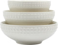 Embossed Bone White Porcelain Round Dinnerware Set - Durable 3-Piece