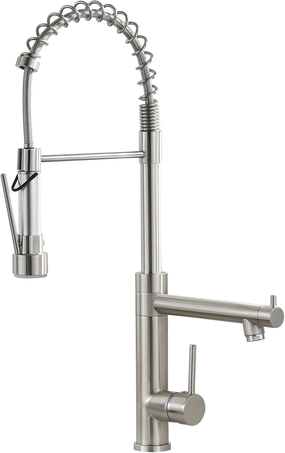 Commercial Kitchen Sink Faucet with Pull-Down Sprayer in Nickel