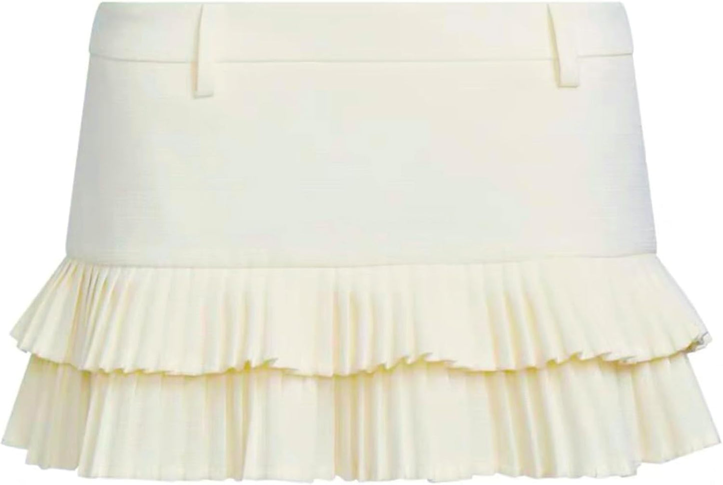Pleated Skirts for Women Double Ruffle Mini Skirt Low Rise