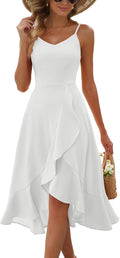 Women's Cocktail Party Dress Fit Flare High Low - Modest Elegant