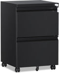 2 Drawer File Cabinet Under Desk - Mobile Locking Filing Cabinet