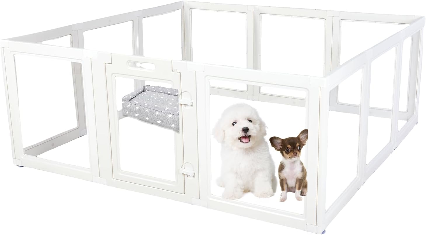 Clear Acrylic Plastic Dog Playpen for Indoor Pets - Easy Assembly