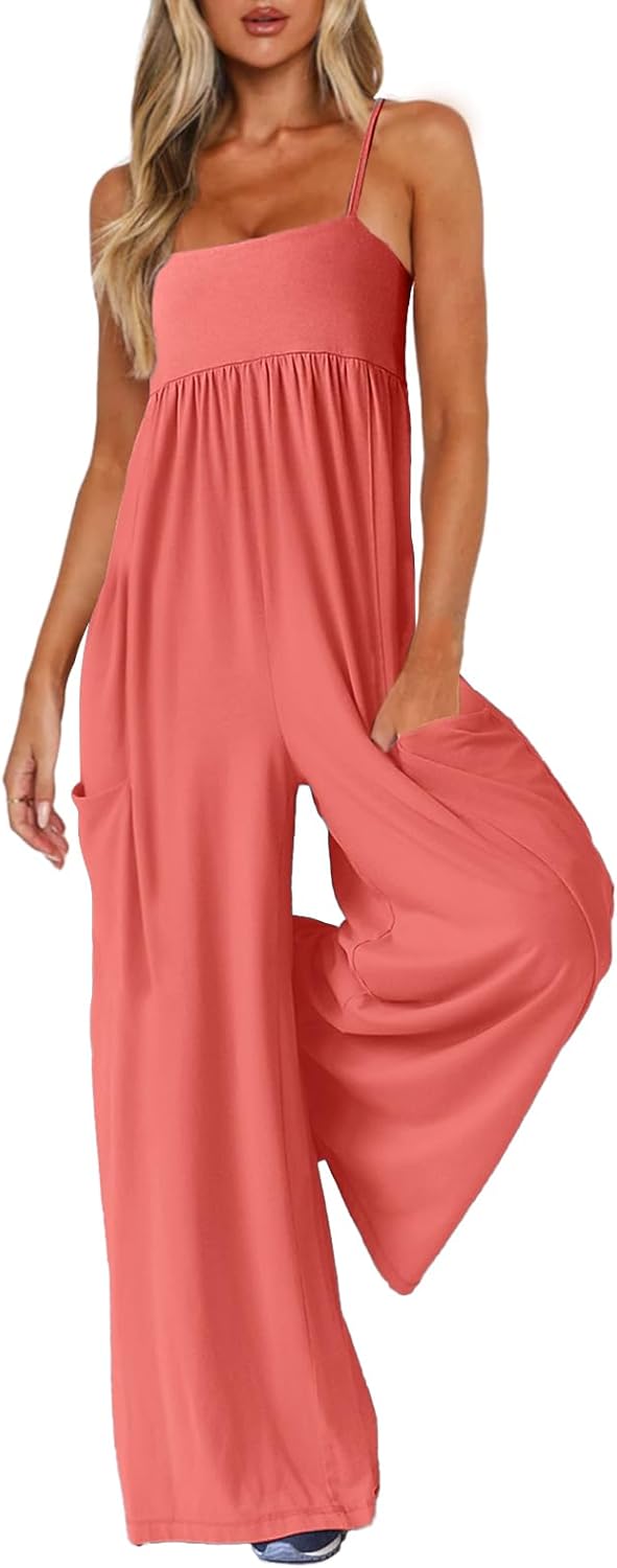 Stylish Women's Jumpsuits with Spaghetti Straps and Pockets