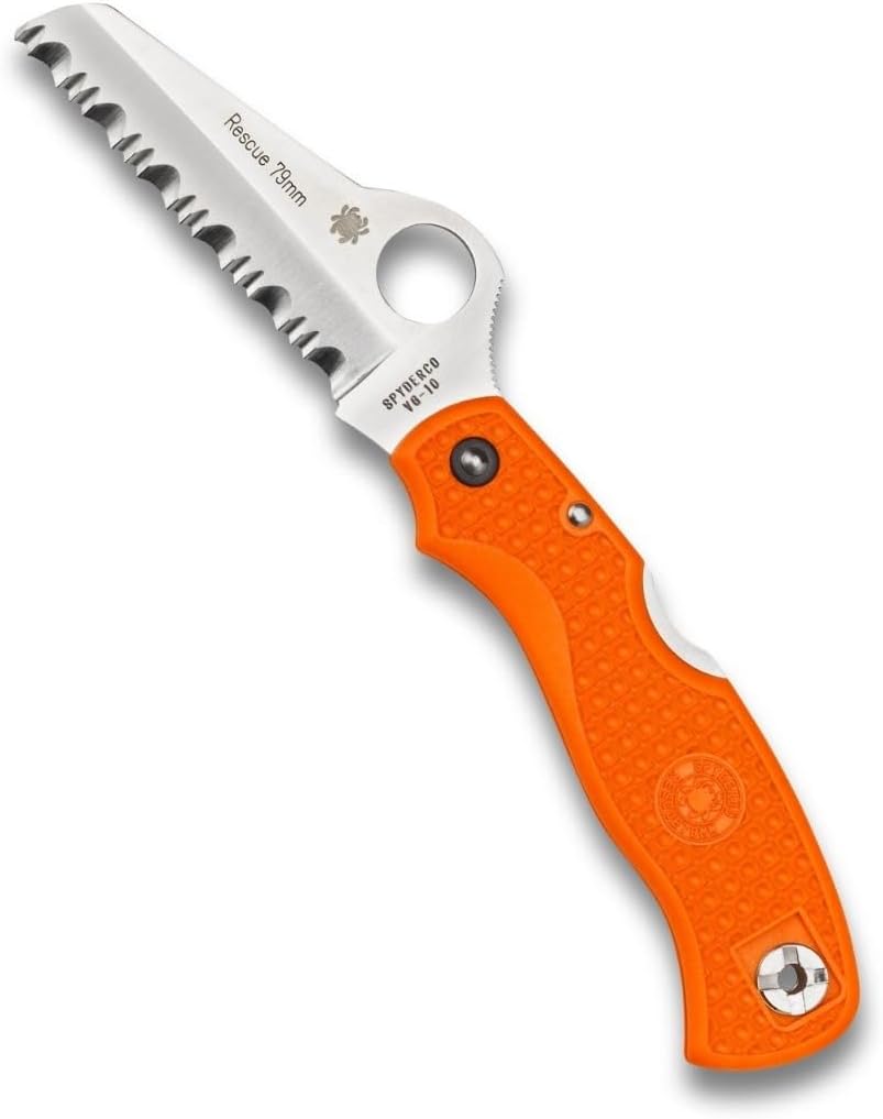 Spyderco Rescue Folding Pocket Knife with VG-10 Steel Blade
