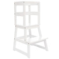 Kids Kitchen Step Stool with Safety Rail - Stable Solid Pine Stool